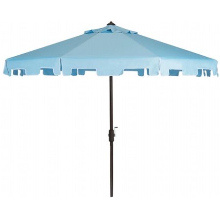 SAFAVIEH Zimmerman 9 ft. Crank Market Umbrella with Flap- Blue PAT8000D